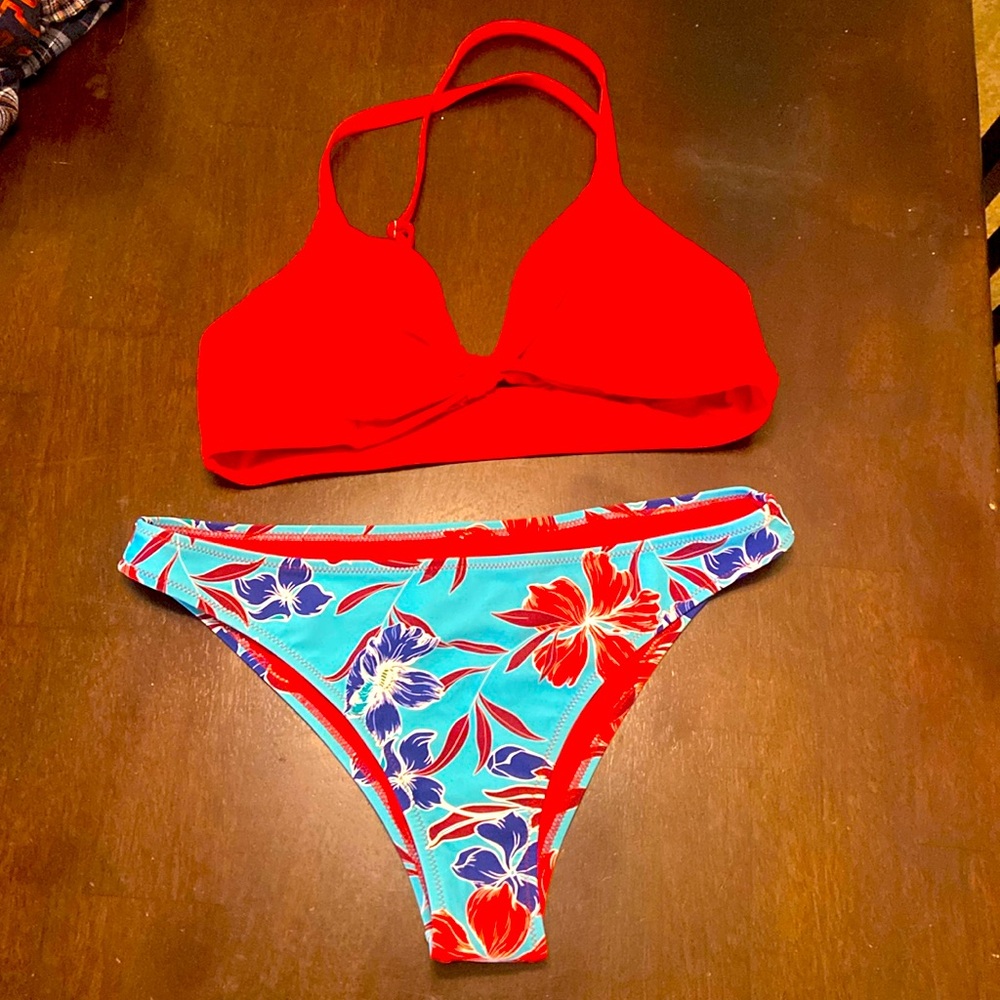 Red white and blue Hawaiian swimsuit